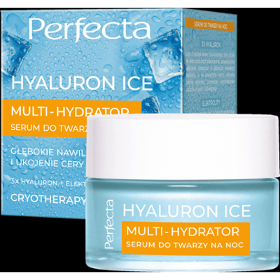 Perfecta Hyaluron Ice Krem-serum do twarzy na noc 3x Hyaluron + Elektrolity, głębokie nawilżenie i ukojenie cery