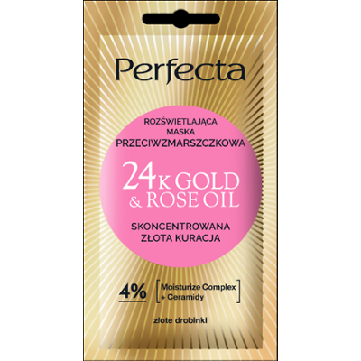 Perfecta 24K Gold&Rose Oil maska do twarzy rozświetlająca przeciwzmarszczkowa