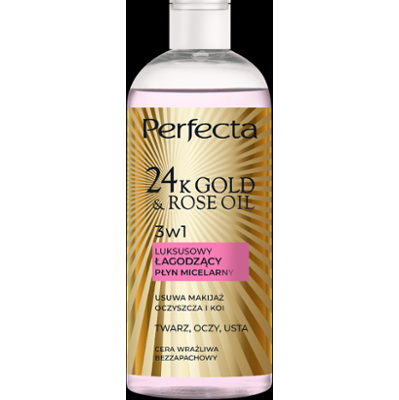 Perfecta 24K Gold&Rose Oil Luksusowy łagodzący płyn micelarny 3w1