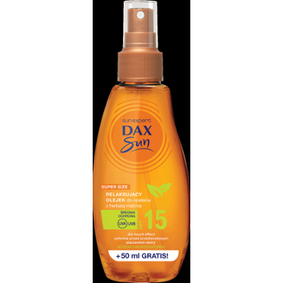 Dax Sun Relaksujący olejek do opalania z herbatą matcha, spray SPF 15