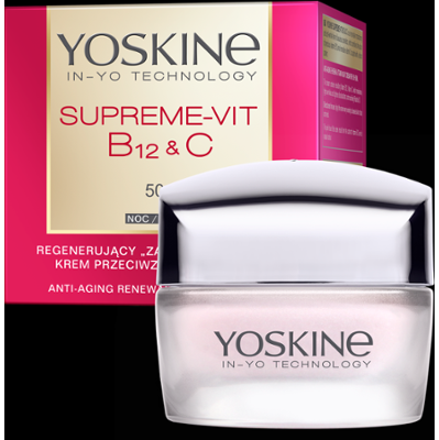 Yoskine Supreme-Vit B12 + C Regenerujący krem przeciwzmarszczkowy do twarzy na noc 50+