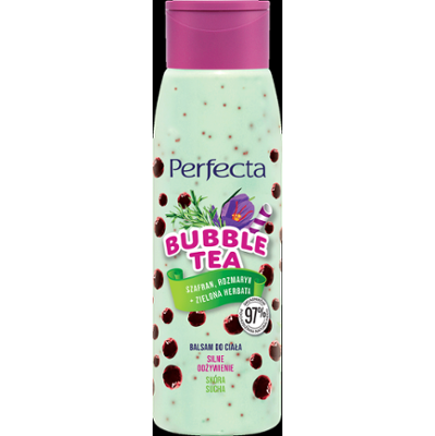 Perfecta Bubble Tea Balsam do ciała Silne odżywienie Szafran, Rozmaryn + Zielona Herbata