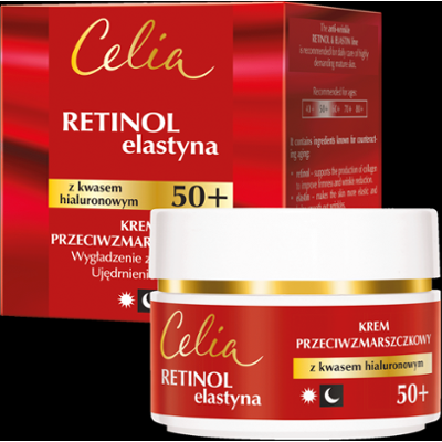 Celia Retinol & Elastyna Krem przeciwzmarszczkowy z kwasem hialuronowym na dzień i na noc 50+