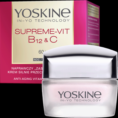 Yoskine Supreme-Vit B12 + C Naprawczy krem silnie przeciwzmarszczkowy do twarzy na noc 60+