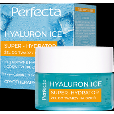Perfecta Hyaluron Ice Krem-żel do twarzy na dzień 3x Hyaluron + Elektrolity, intensywne nawilżenie i odświeżenie cery