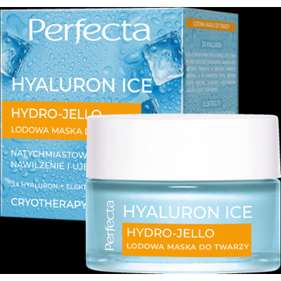 Perfecta Hyaluron Ice Lodowa maska do twarzy 3x Hyaluron + Elektrolity, natychmiastowe lodowe nawilżenie i ujędrnienie cery