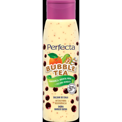 Perfecta Bubble Tea Balsam do ciała Intensywna regeneracja Pomarańcza, Oriental Wood + Zielona Herbata
