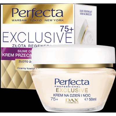 Perfecta Exclusive Złota regeneracja, przeciwzmarszczkowy krem na dzień i na noc 75+