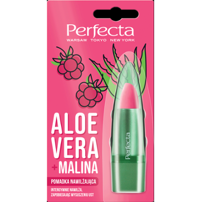 Perfecta Aloe Vera Nawilżająca pomadka do ust z aloesem i maliną