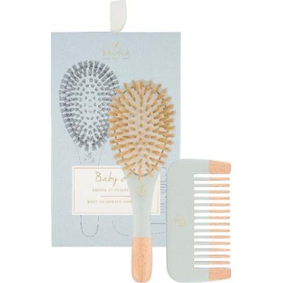BACHCA Baby Kit Blue Brush 100% boar small size + wooden com - Niebies