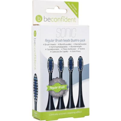 Beconfident Beconfident Regular Sonic 4-pack tandborsthuvud Svart, Sof