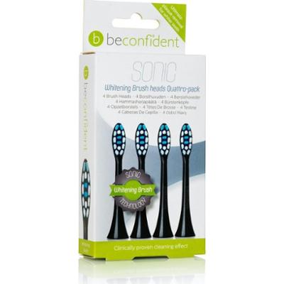 Beconfident Whitening Sonic 4-pack tootbrush heads black