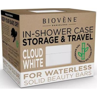 Biovène Universal Bamboo In-Shower Case for Storage & Travel Cloud Whi