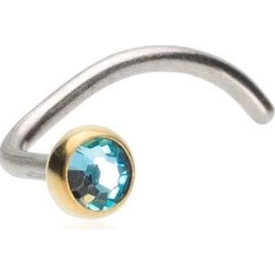 Blomdahl Silver Titanium Bezel 3 mm  Aquamarine