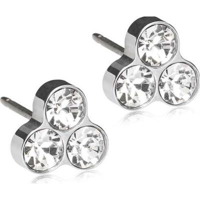 Blomdahl Silver Titanium Clover 8 mm Crystal