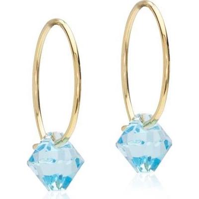 Blomdahl Golden Titanium Ear Ring 14 mm, Bicone 6 mm Aqua Marine