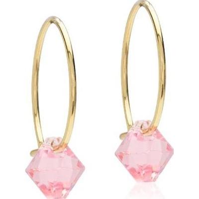Blomdahl Golden Titanium Ear Ring 14 mm, Bicone 6 mm Light Rose