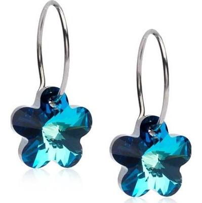 Blomdahl Natural Titanium Ear Ring 14 mm  Flower 12 mm, Turquoise