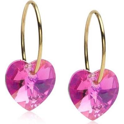 Blomdahl Golden Titanium Ear Ring 14 mm, Heart 10 mm, Rainbow Rose