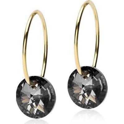 Blomdahl Golden Titanium Ear Ring 14 mm, Round 8 mm Black diamond