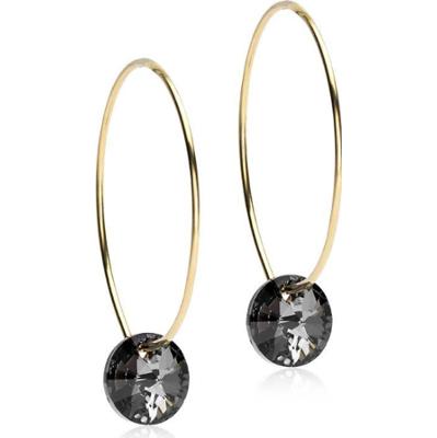 Blomdahl Golden Titanium Ear Ring 25 mm, Round 8 mm, Black diamond