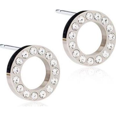 Blomdahl Natural Titanium  Brilliance Puck 10mm Hallow Crystal