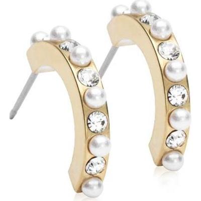 Blomdahl Golden Titanium Pendant Mixed Curved 15 mm, Crystal/White