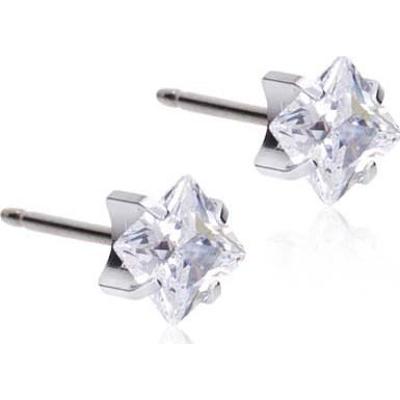 Blomdahl Silver Titanium Tiffany Edge CZ White 5 mm