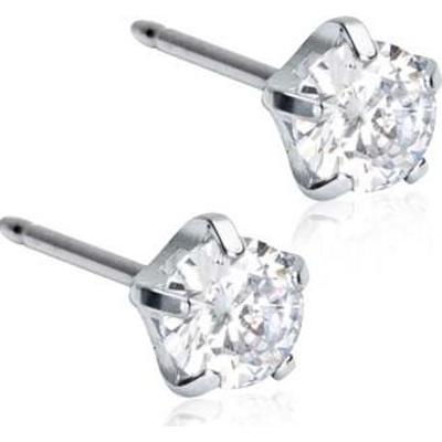 Blomdahl Silver Titanium Tiffany Precious, CZ White 5 mm
