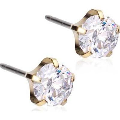 Blomdahl Golden Titanium Tiffany Precious, CZ White 6 mm