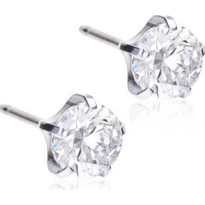 Blomdahl Silver Titanium Tiffany Precious, CZ White 6 mm