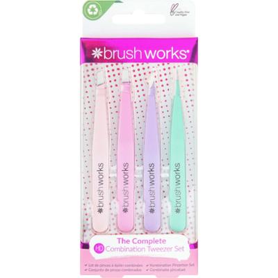 Brushworks HD Combination Tweezer Set Pastels - zestaw pęset do brwi