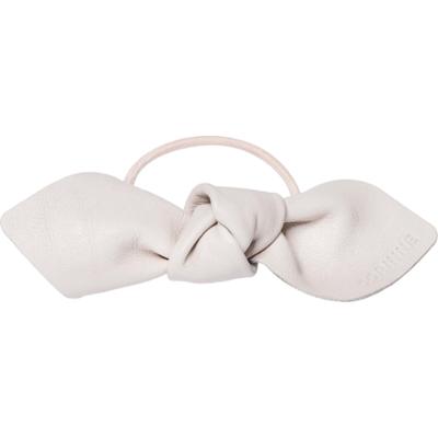 Corinne Leather Bow Big Hair Tie Cream