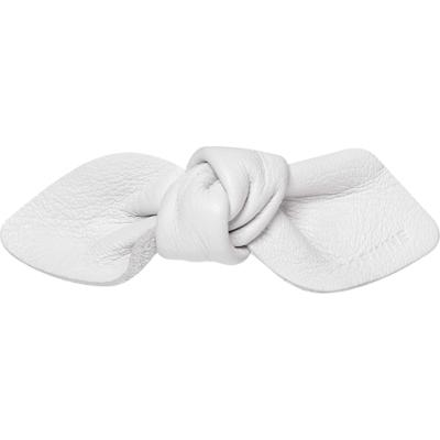 Corinne Leather Bow Small On Hair Clip White