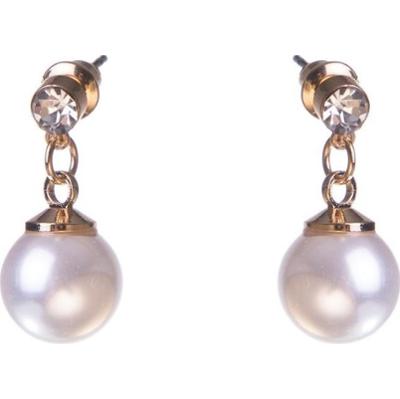 Dazzling Earring Col Clear Crystal On Stud W Hanging MOP Gold