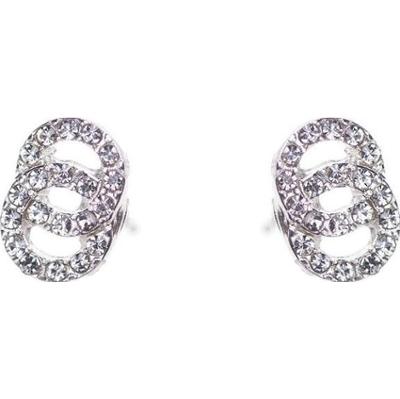 Dazzling Earring Silver Col, Two Circles Joined W Crystals