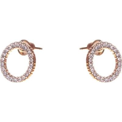 Dazzling Earrings Col Round Circles With Clear Crystals Gold