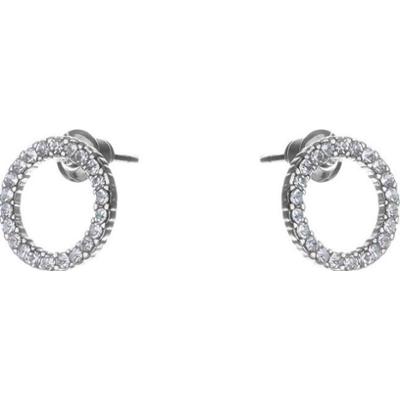 Dazzling Earrings Col Round Circles With Clear Crystals Silver