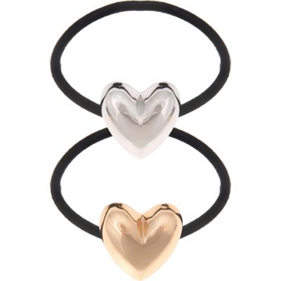 Dazzling Hair Ties Heart 2 pcs Silver/Gold