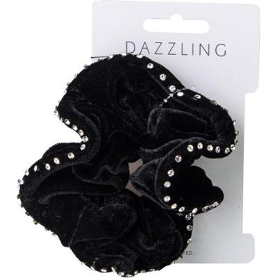 Dazzling Hår Svart sammet scrunchie