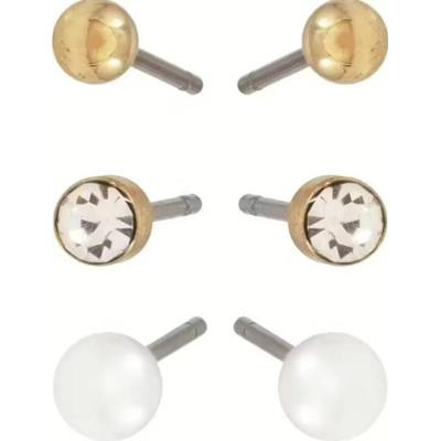 Dazzling J14 Earring Col 3-Pack W Bead Gold