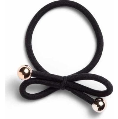 Ia Bon Hair Tie With Gold Bead Black