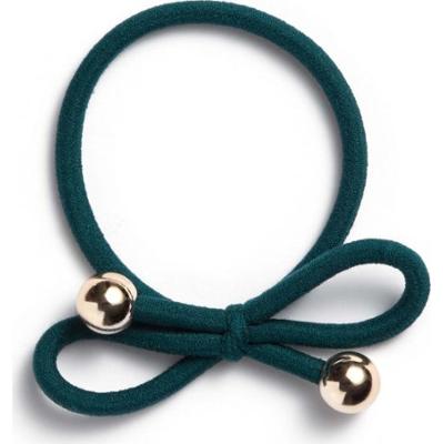 Ia Bon Hair Tie With Gold Bead Dark Green