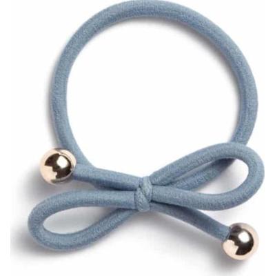Ia Bon Hair Tie With Gold Bead Dusty Blue