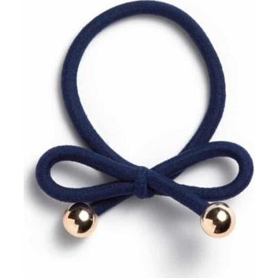 Ia Bon Hair Tie With Gold Bead Navy