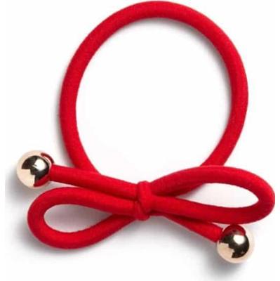 Ia Bon Hair Tie With Gold Bead Red