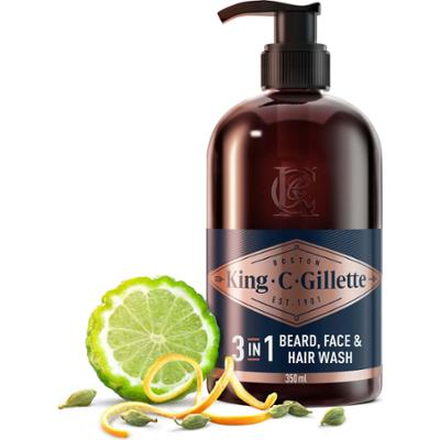 King C. Gillette 3in1 Beard, Face & Hair Wash 350 ml