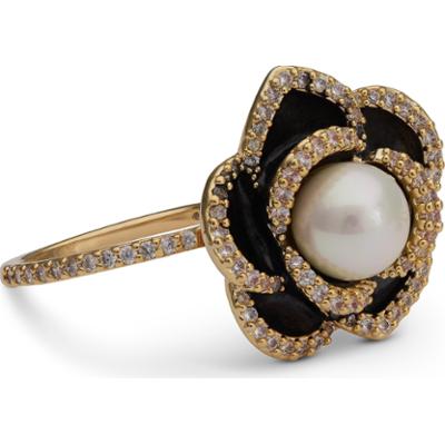 Lily and Rose Coco rose ring - Jet / ivory pearl 17 mm