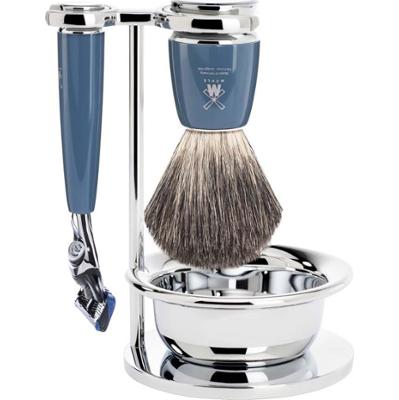 Mühle Rytmo Fusion Shaving Set Pure Badger Resin Petrol Blue