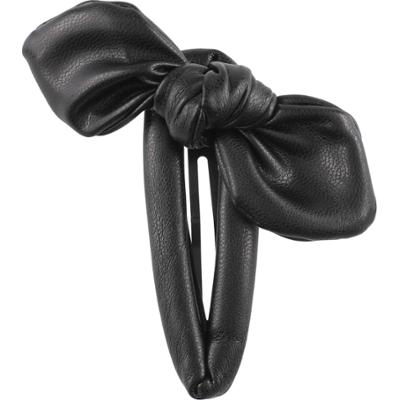Mineas Hairclip With Bow Fake Leather Black